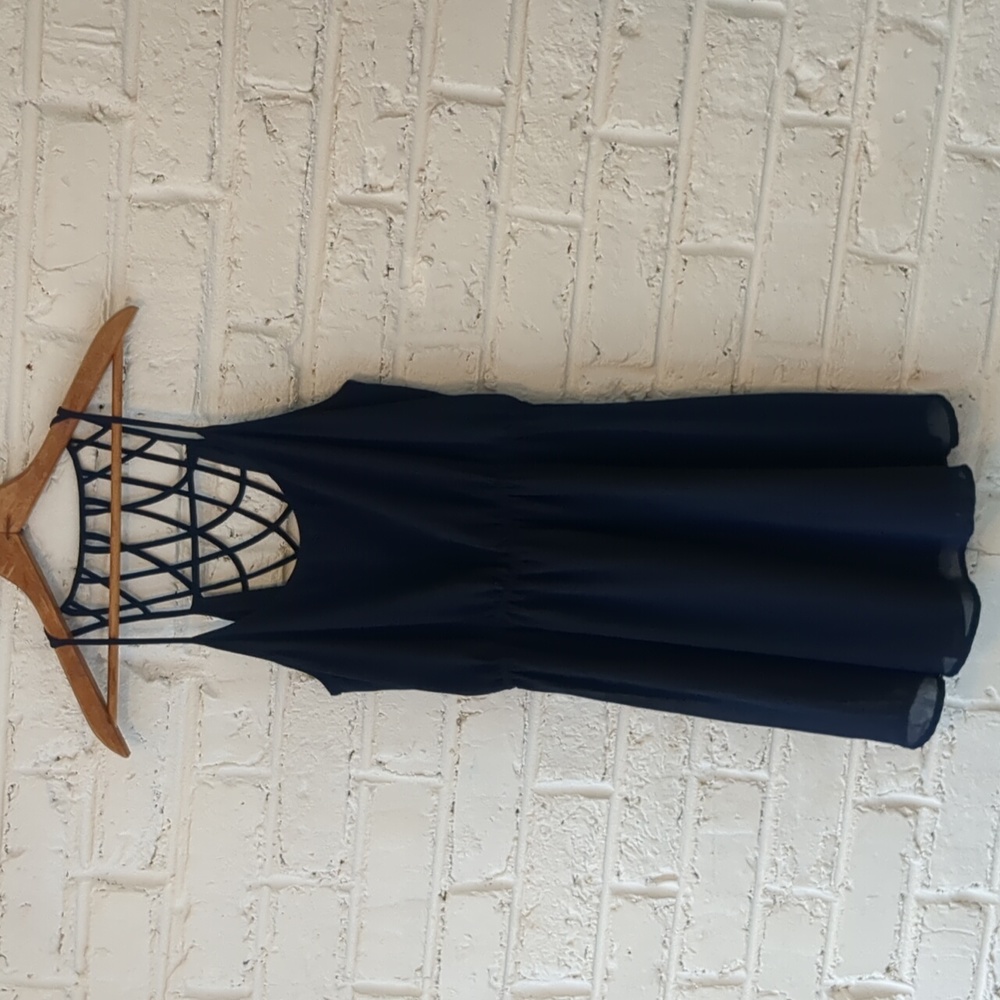 Anthropologie Lost April Navy Blue Dress